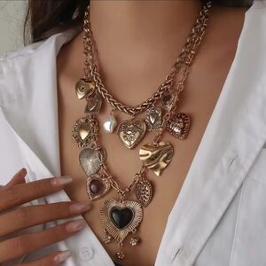 Multi-Heart Gold Necklace